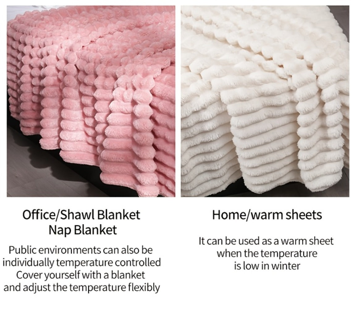 500gsm Heavy Plush Blanket ¨C Ultra Thick Soft Warm Fluffy Blanket for Bed, Sofa & Travel, Baby to Double Size, 5 Colors