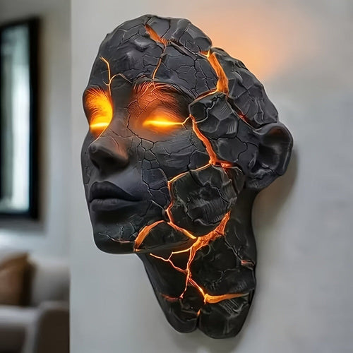 3D Wall Lamp Shattered LED Night Light Broken Face Moving Effect ¨C Gothic Plug-In Wall Decor Light for Bedroom, Living Room, Bar, Cafe & Game Room, Unique Home Lighting Gift