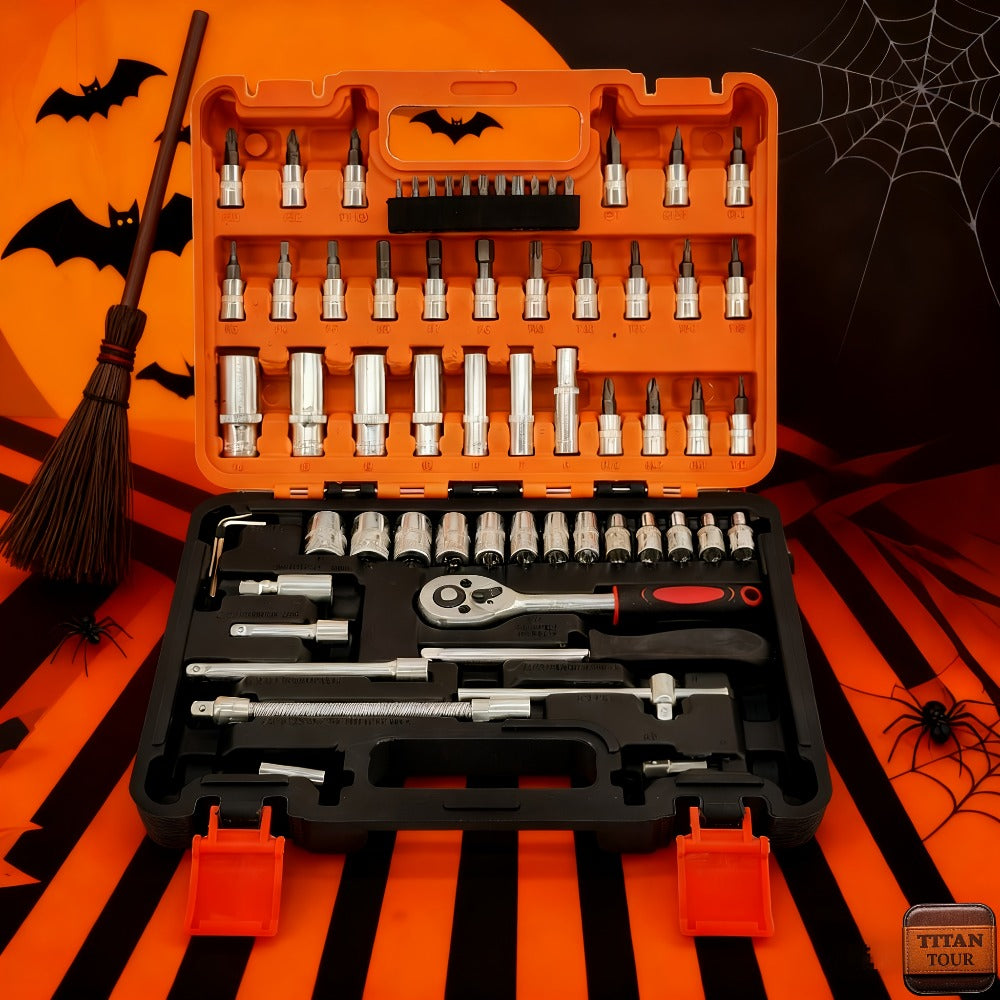 Professional Socket Wrench Tool Set 999 Piece 1/4 3/8 1/2 Drive Ratchet Set with S2 CR-V Sockets for Car Repair Bicycle and Mechanical Work