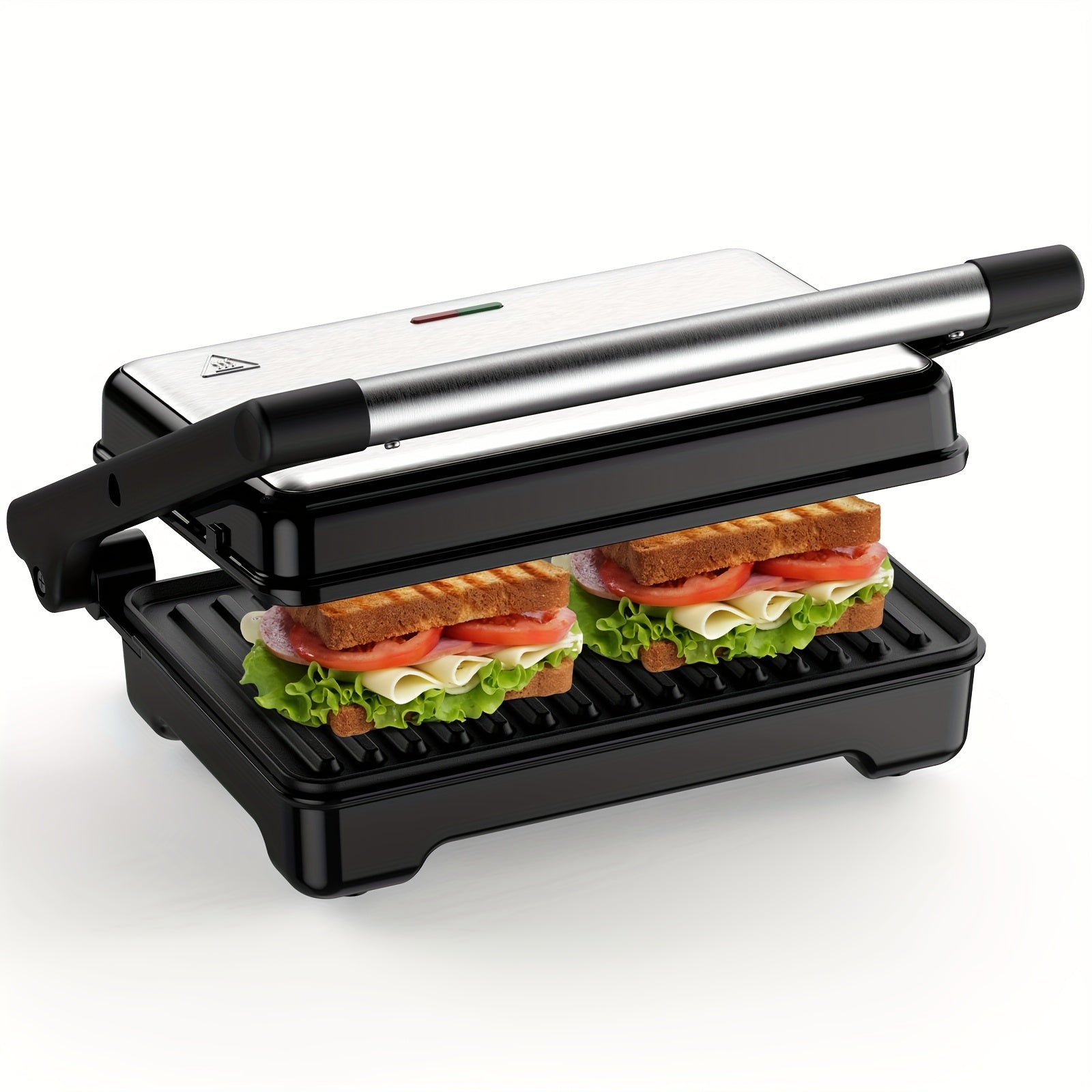 Panini Press Sandwich Maker 1200W ¨C 4-Slice Non-Stick Grill with 180¡ã Opening Adjustable Temperature 120¨C428¡ãF & Removable Drip Tray | Electric Contact Grill for Sandwiches Steaks Burgers Indoor Use