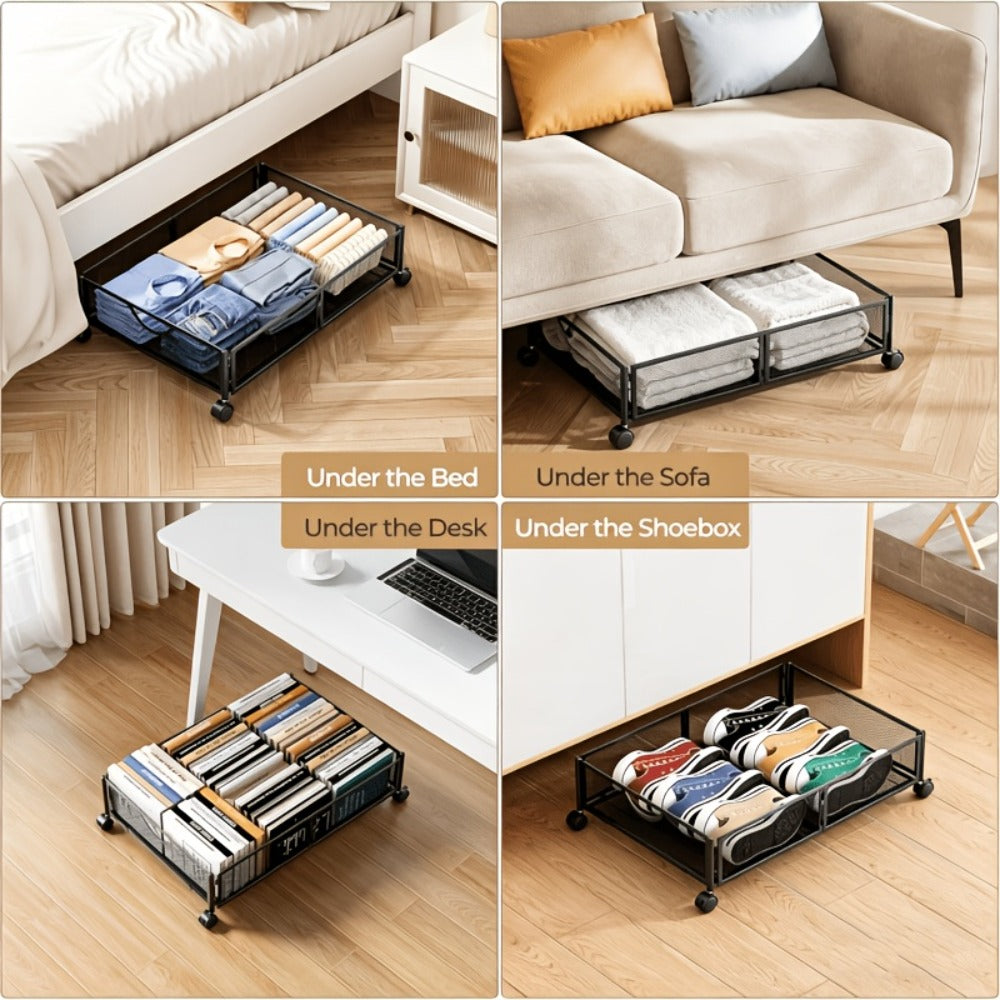 Under Bed Storage Containers with Wheels & Handles ¨C Shoes, Clothes, Blankets Organizer