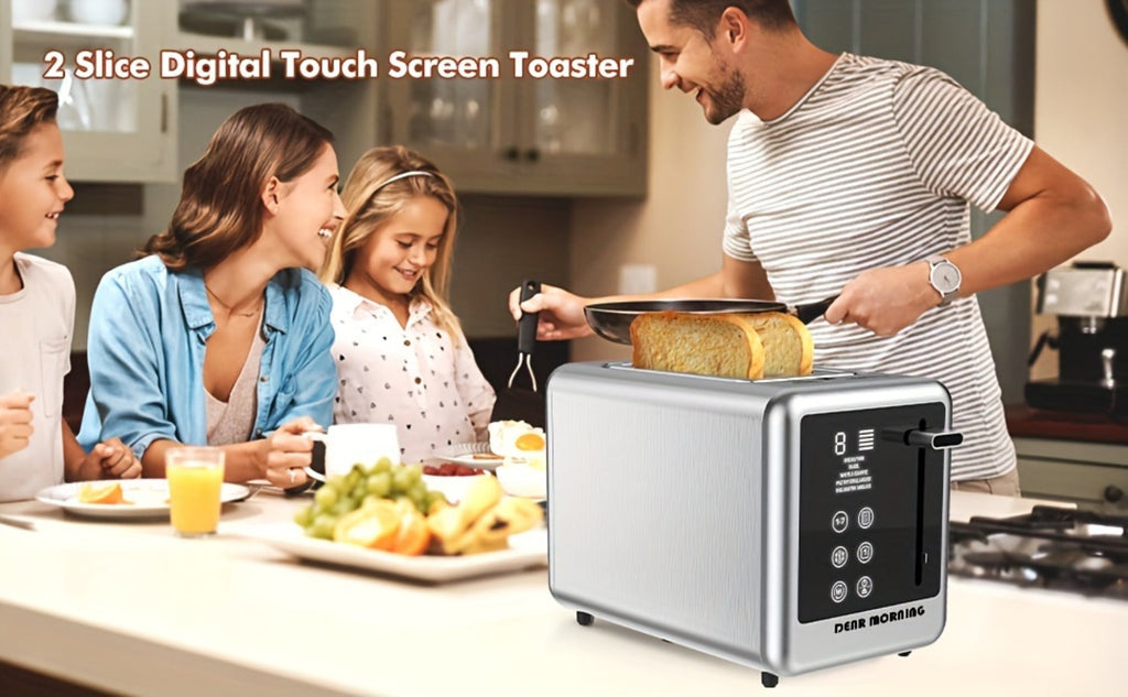 Stainless Steel Toaster 2-Slice Smart Touch Screen ¨C 5 Bread Selections, 7 Shade Settings, Bagel/Defrost/Cancel/Reheat, 1.5¡± Wide Slot, Removable Crumb Tray