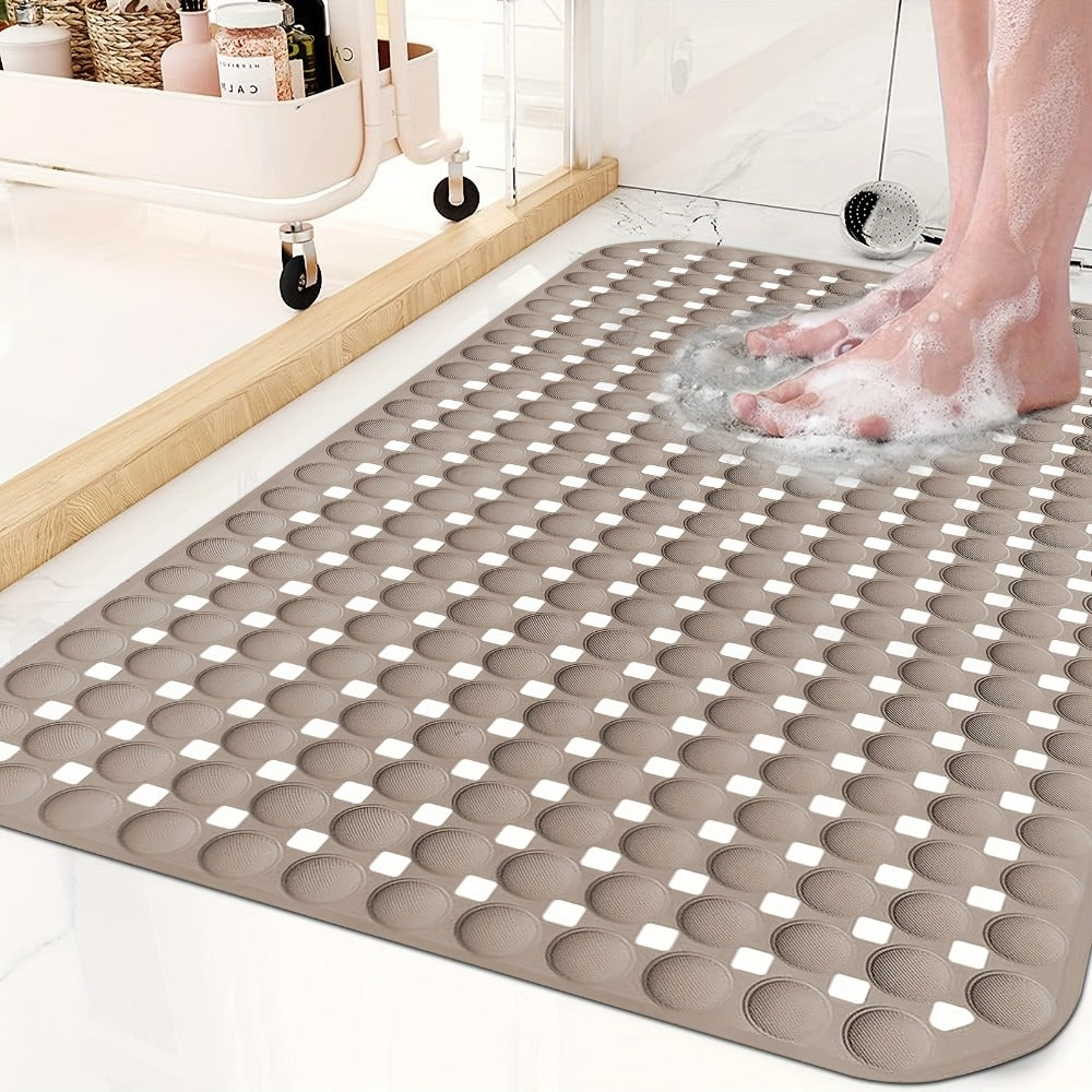 Bath Mat with Suction Cups Non-Slip Shower Mat TPR Quick Dry Machine Washable Bathtub Mat for Bathroom Spa