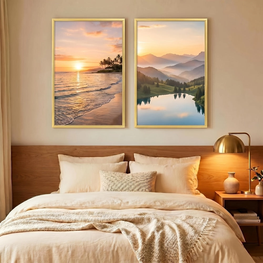 16x24 Picture Frame Set of 3, Poster Frames 16 x 24 Inch with Scratch-Proof Cover, Slide-In Assembly, Horizontal & Vertical Wall Mount Display - Black, Gold, Natural