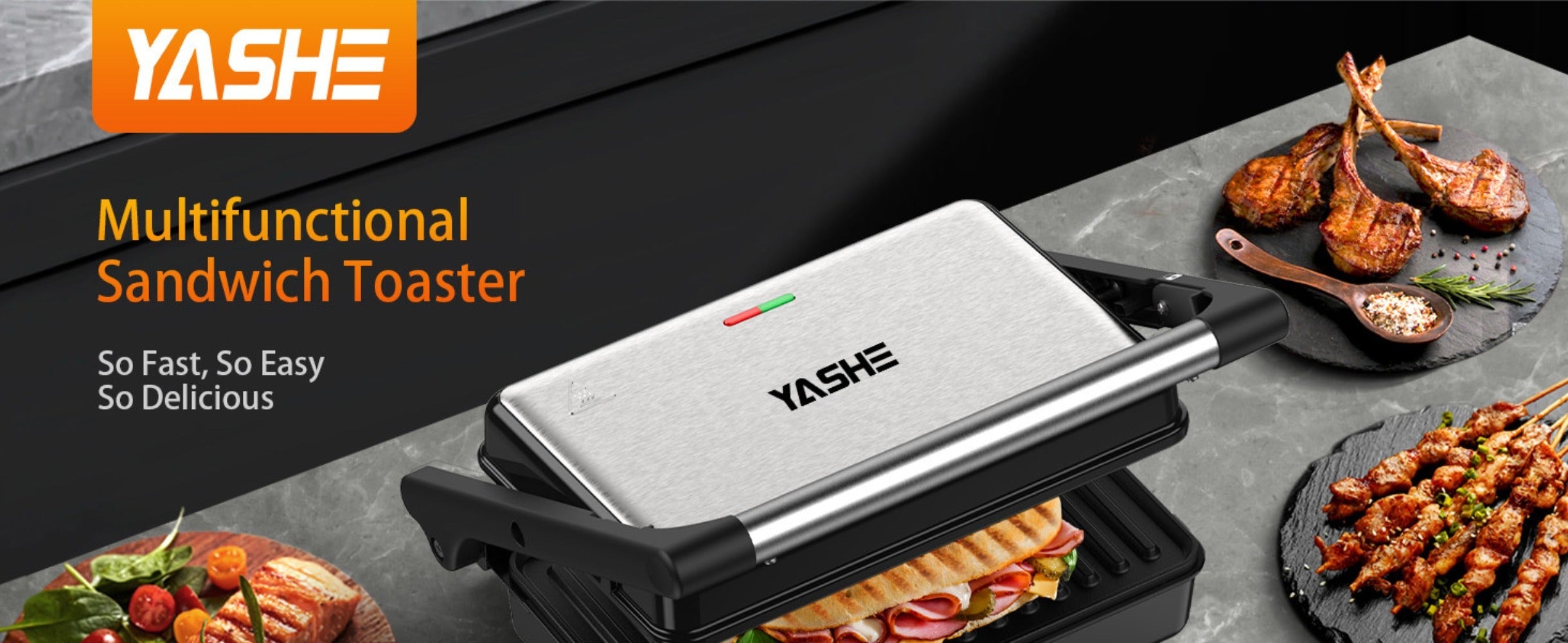 Panini Press Sandwich Maker 1200W, Non-Stick Cast Aluminum Grill with 180-Degree Opening, 2-Slice Panini Maker with Indicator Lights, Even Heat Distribution for Sandwiches Steaks Waffles