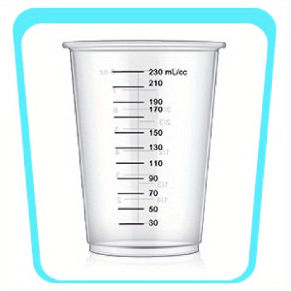 Plastic Measuring Cups with Wooden Sticks 100 Sets Clear Graduated Mixing Cups oz/ml/cc for Resin, Cooking, Baking & Epoxy ¨C Disposable Paint Mixing Cups