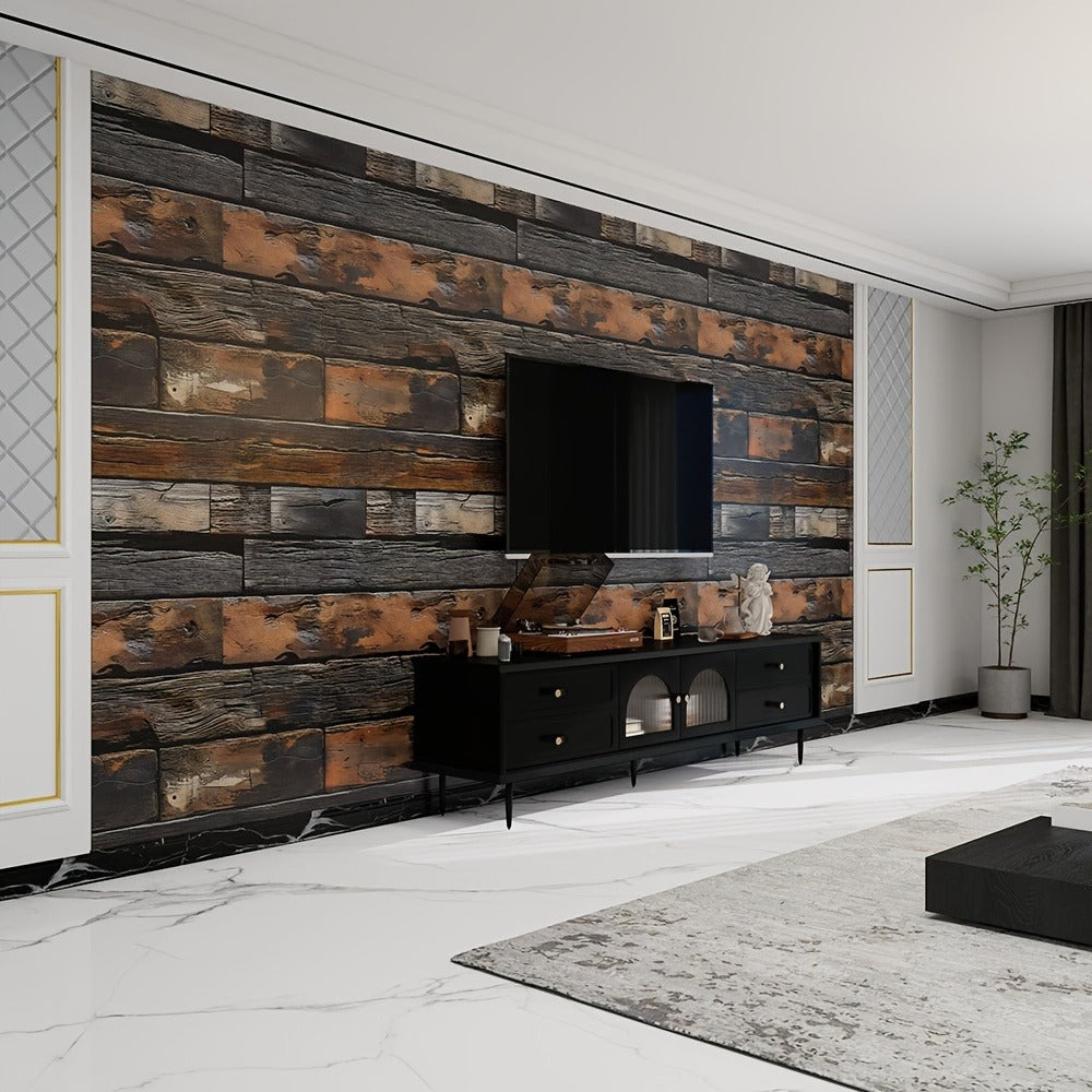 3D Brick Foam Wallpaper Self Adhesive Peel and Stick Wall Panels Waterproof PVC Rustic Brick Pattern Home Bathroom Kitchen Wall Decor Blue Brown Red 17.5in Wide