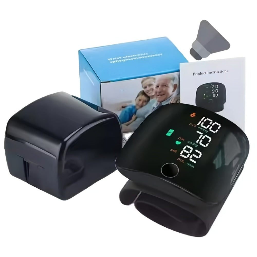 Wrist Blood Pressure Monitor Professional - Automatic BP Monitor with High-Precision LCD Display, Voice Language Prompts & Memory Function, Clinically Accurate for Medical & Home Use, Senior Gift