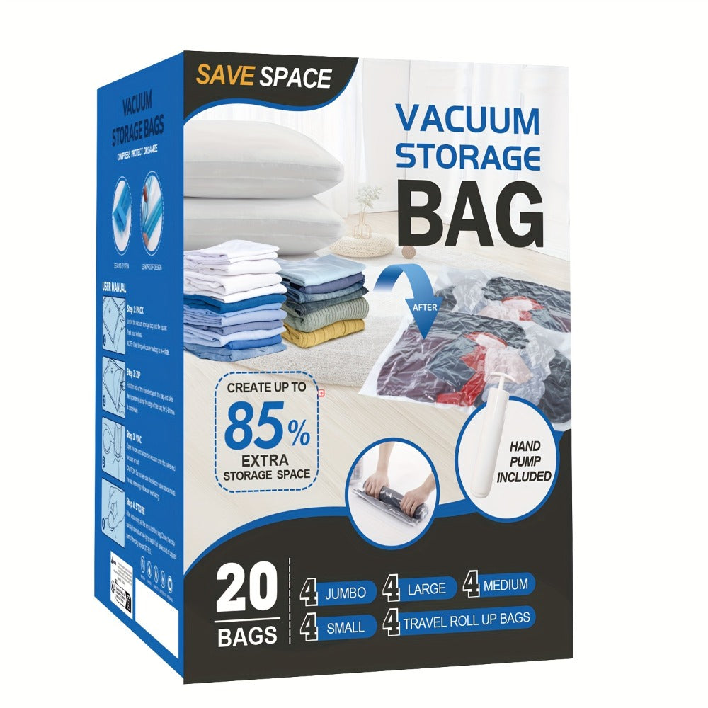 Vacuum Storage Bags Space Saver Bags for Clothes Comforters Bedding Travel Luggage ¨C Extra Thick Jumbo Seal Bags 4pcs 8pcs 10pcs 12pcs 20pcs 30pcs