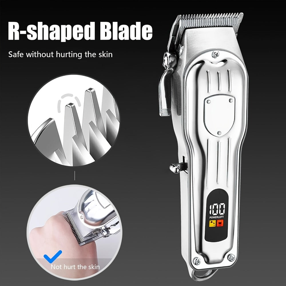 Hair Clipper Set for Men - Professional Cordless Rechargeable Hair Trimmer with LCD Display, Metal Body, Home Haircut Kit, 1 or 2 Piece Set, Father's Day & Birthday Gift for Men