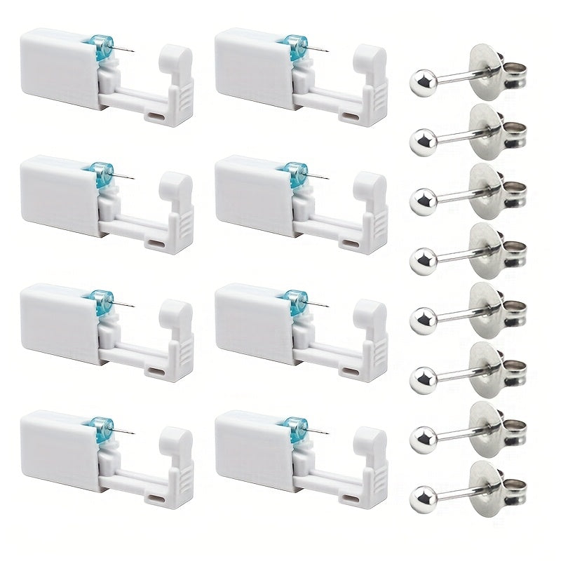 Ear Piercing Kit ¨C 8 PCS Disposable Self Piercing Gun with 316 Stainless Steel Earrings, Safe & Easy Home Ear Piercing Tool for Family & Party Use