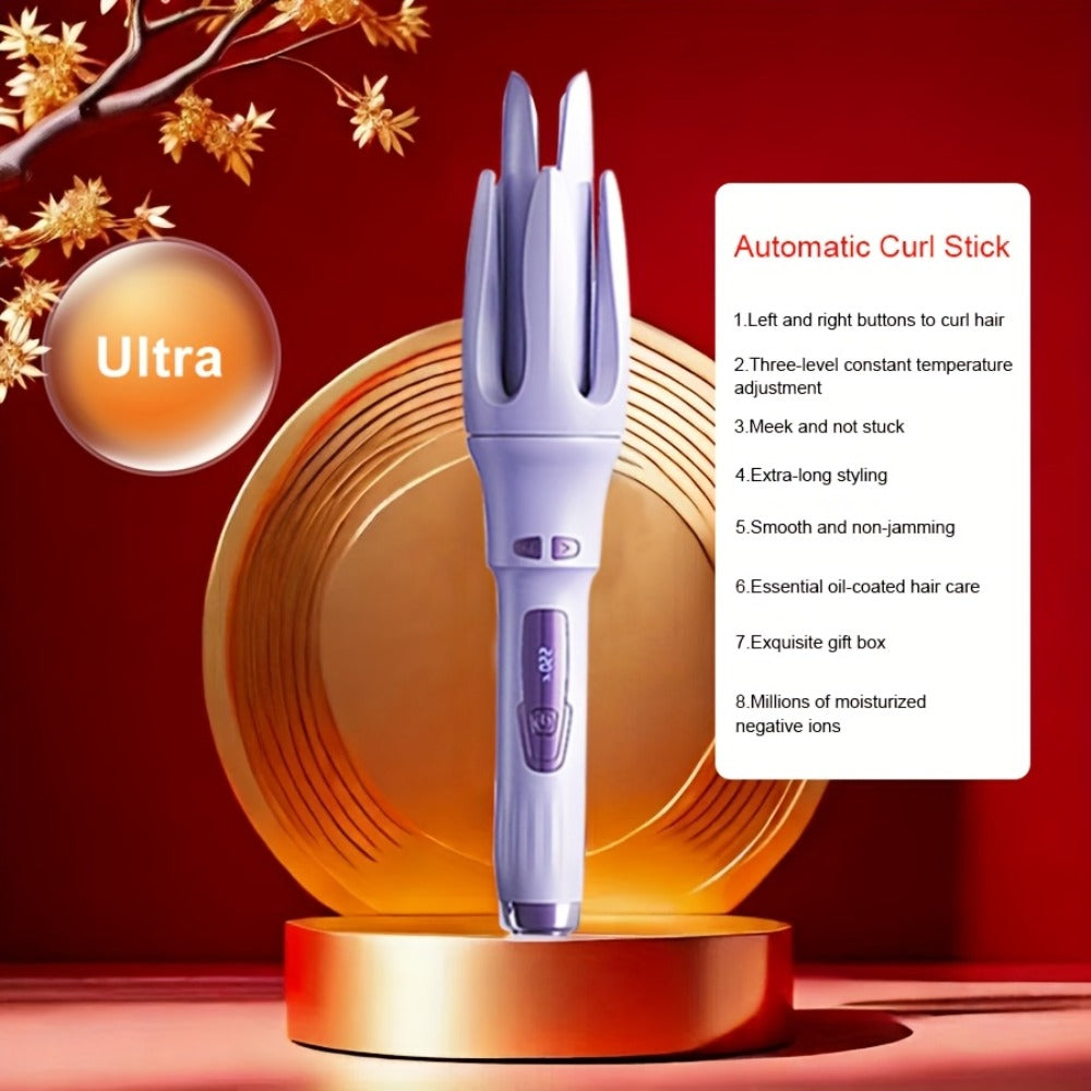 Automatic Hair Curler - One Button Electric Rotary Curling Iron with LED Display, 9-Speed Intelligent Temperature Control, Anti-Winding Anti-Scald Design, Portable for Travel & Home, Gift for Women