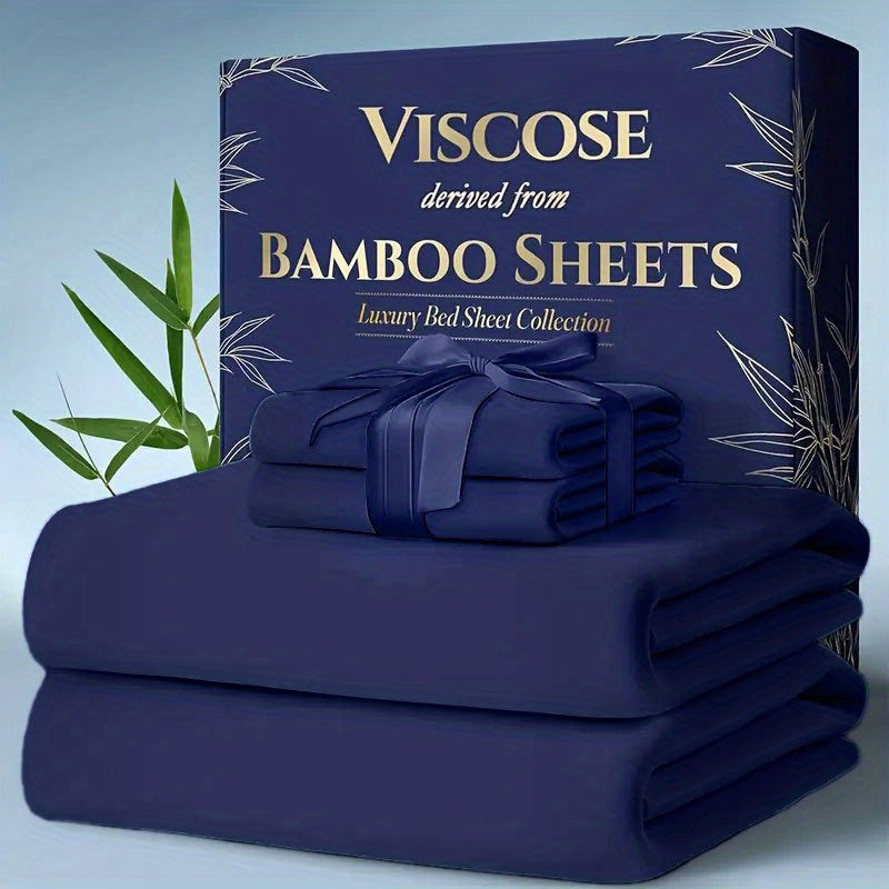 Bamboo Cooling Bed Sheets 6-Piece Set Deep Pocket Fits Twin Full Queen King Ultra-Soft Breathable Bedding for Hot Sleepers Machine Washable Double-Stitched
