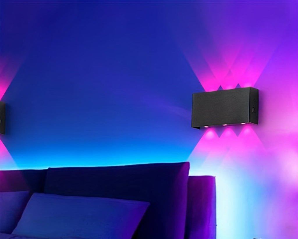 RGB Wall Light 2 Pack Battery Powered - Seven Color Gradient Dimming Night Light with Touch Switch | Festive Atmosphere Lamp for Bedroom, Hallway & Living Room Decoration