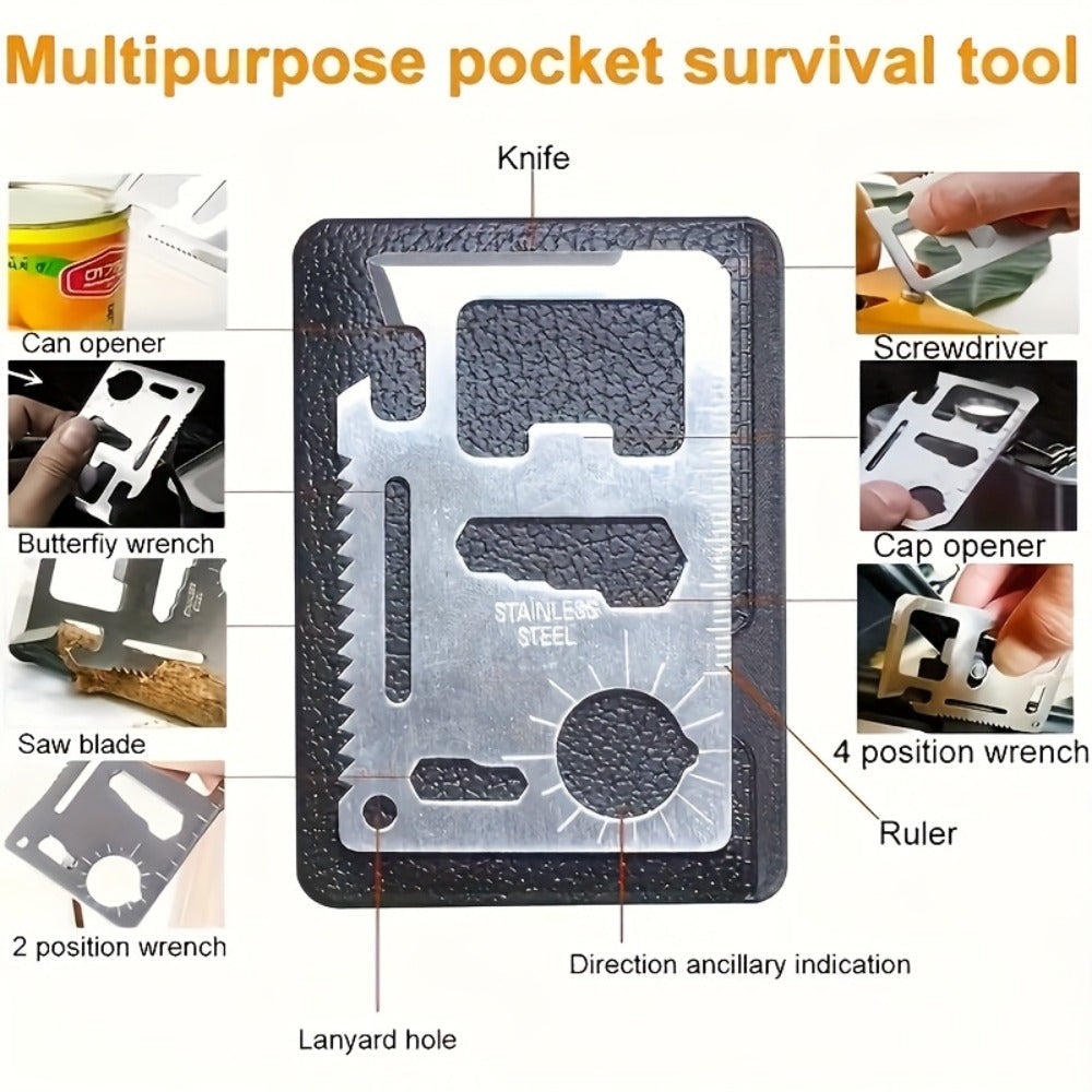 Outdoor Survival Gear Kit 6pcs SOS Emergency Set with Multi-Tool Whistle Compass Fire Starter Paracord Compact Wilderness Survival Tool Kit for Camping Hiking Backpacking Hunting Adventure Red