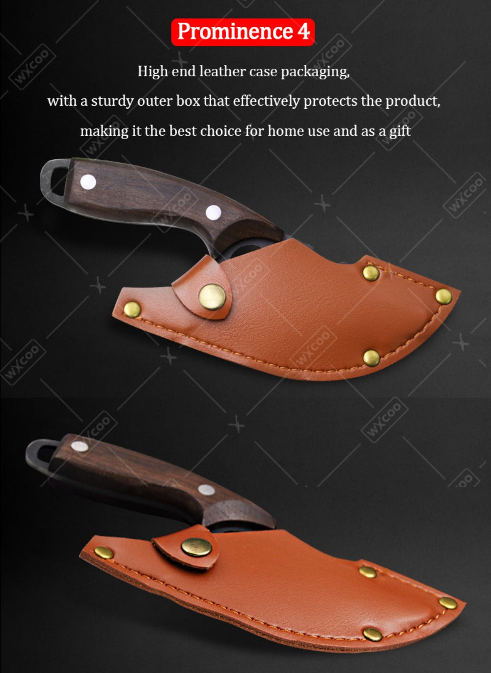 Kitchen Chef Knife Set 3 Piece Stainless Steel - Sharp Boning Knife, Utility Knife & BBQ Knife with Hammered Blade, Wood Handle, Full Tang, Multipurpose Cooking Knives for Meat Vegetables