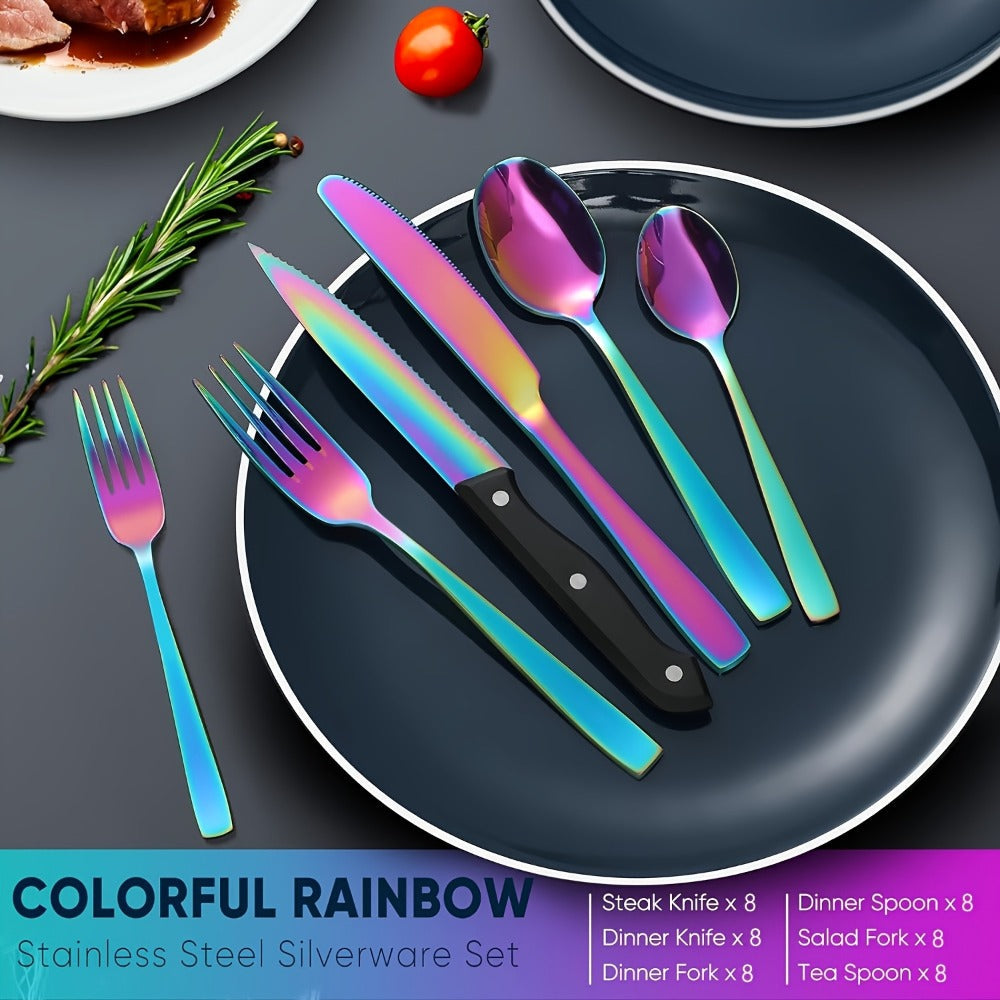 Stainless Steel Flatware Set, Mirror-Polished Cutlery Set for Home & Hotel, Gift Box Included, Dishwasher Safe Silverware for Parties, Weddings & Banquets