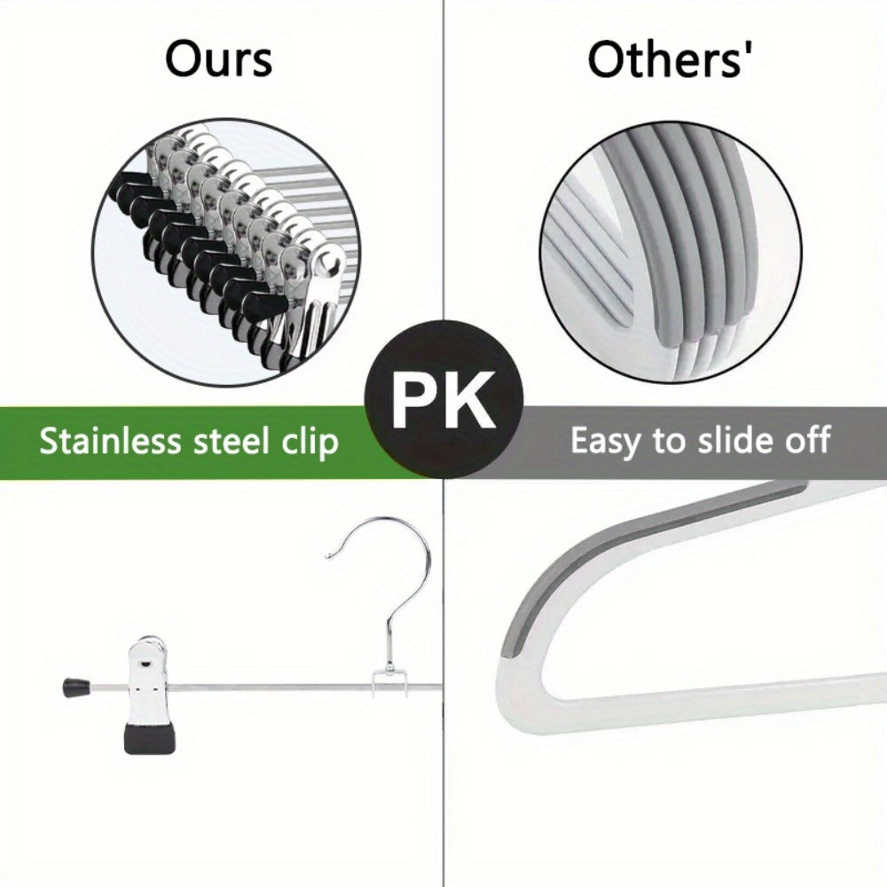Pants Hangers with Clips 30-Pack ¨C Adjustable Metal Skirt Hangers with 360¡ã Rotatable Clips for Jeans, Trousers, Skirts, Dresses & Ties ¨C Stainless Steel Closet Organizer Hangers