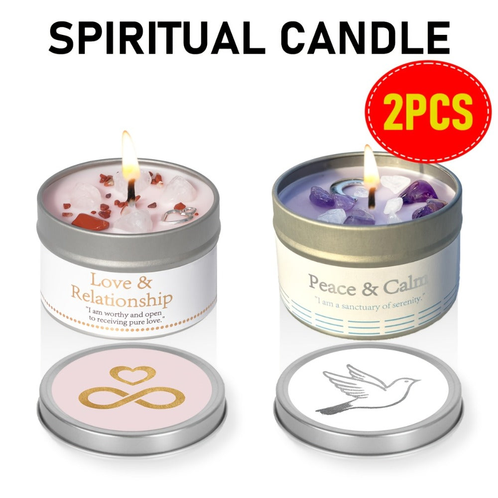Manifestation Candles Scented Soy Wax with Crystal & Guidance Card for Meditation Yoga Focus | Law of Attraction Abundance Candle | Christmas Birthday Gift for Women