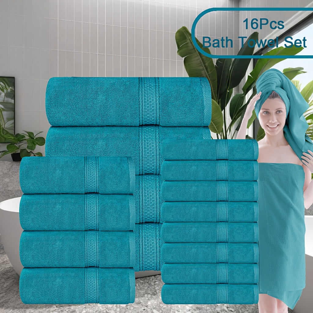 Luxury Soft Towel Set 8 or 16 Piece - Thickened Quick Dry Skin Friendly High Absorbency Bath Towels Hand Towels Washcloths | 13+ Colors | Home Hotel Travel Fitness Spa Gift Set