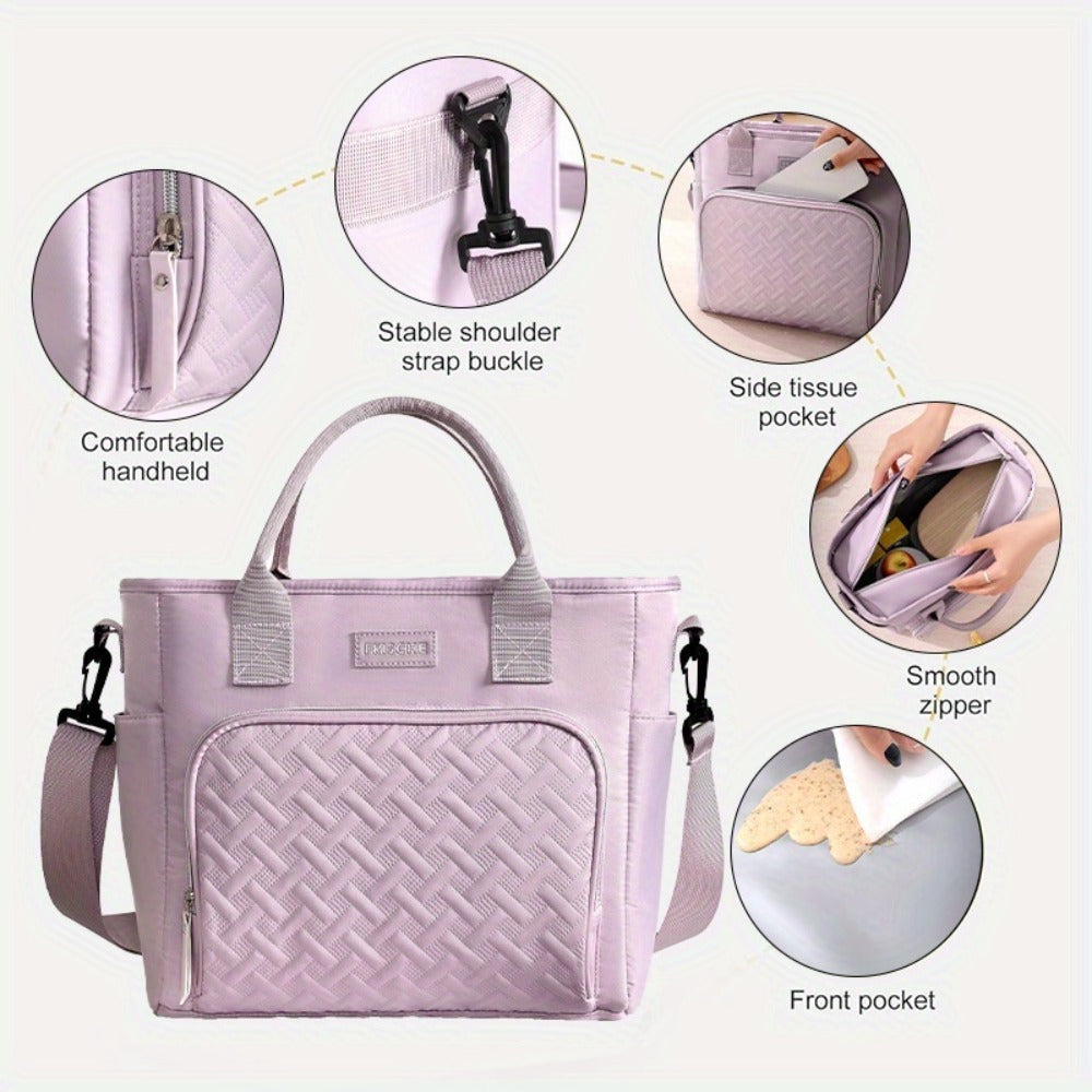 Insulated Lunch Bag Extra Large 11L Thermal Tote with Adjustable Shoulder Strap and Handle Hot Cold Food Carrier Beach Cooler Bag for Outdoor Picnic Work in Black Purple Green Grey