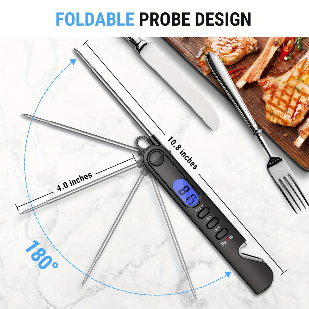 Digital Instant Read Meat Thermometer Foldable Probe Backlit Display Magnet for BBQ Grill Oven Smoker Baking Kitchen Food Thermometer Gift
