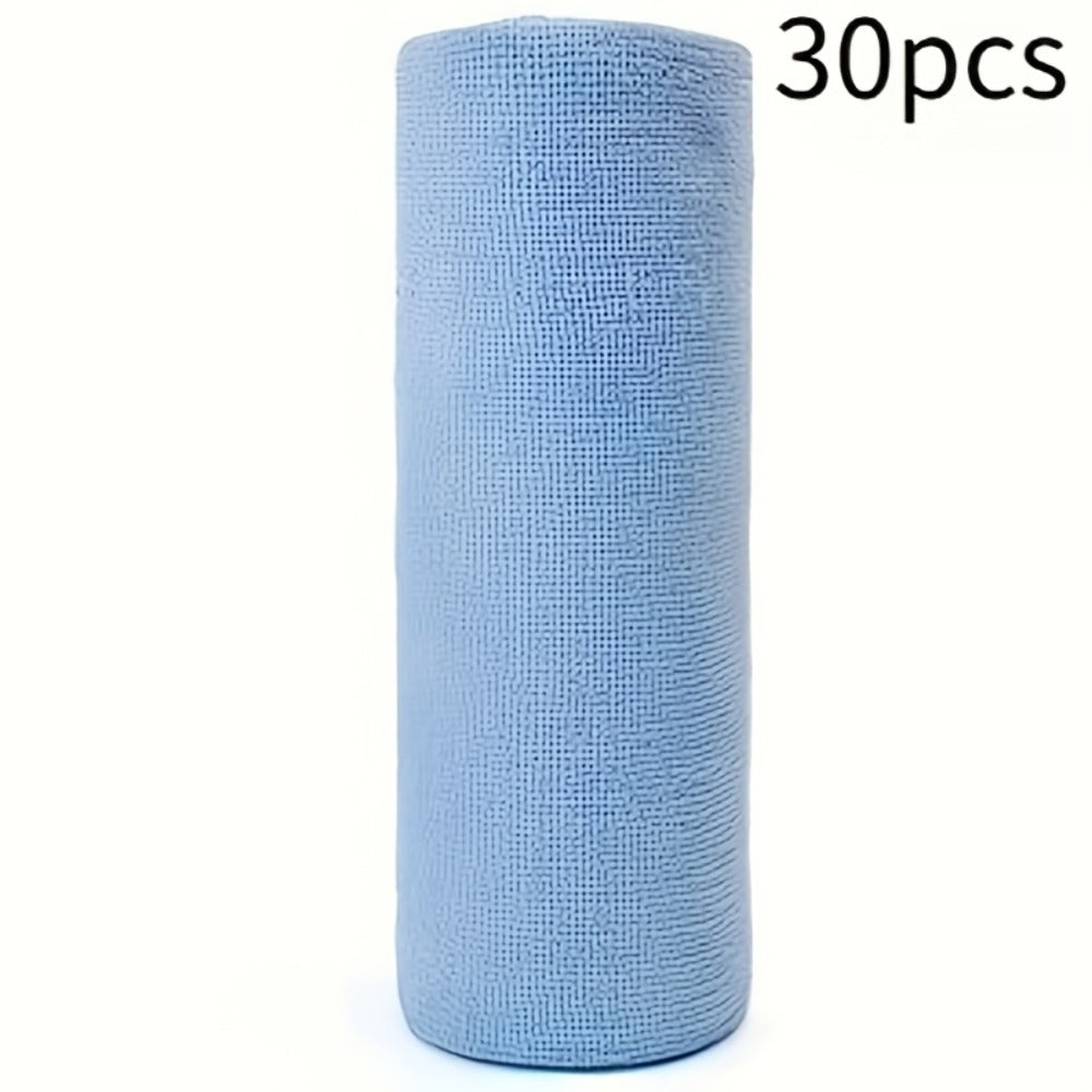 Reusable Microfiber Cleaning Towels 30-Pack, Kitchen Dish Cloth Roll, Absorbent Hand-Torn Disposable Napkins, Multi-Color Household Cleaning Cloths for Kitchen & Bath