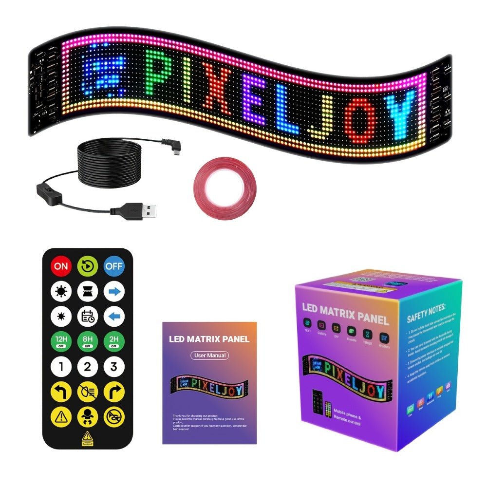 LED Scrolling Display Board with Bluetooth App Control, USB Powered Programmable RGB Matrix Panel for Text, Patterns & Animations, Indoor Sign for Shop, Bar, Hotel, Gas Station, Restaurant, Movie Screen