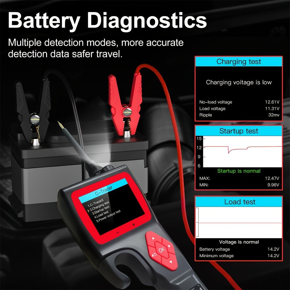 Automotive Circuit Tester Topdiag P200 Pro 9-30V Oscilloscope Multimeter Relay Fuel Injector Test 0-5V Power Supply Component Activation 20ft Cable Smart Voltage Resistance Diagnostic Tool