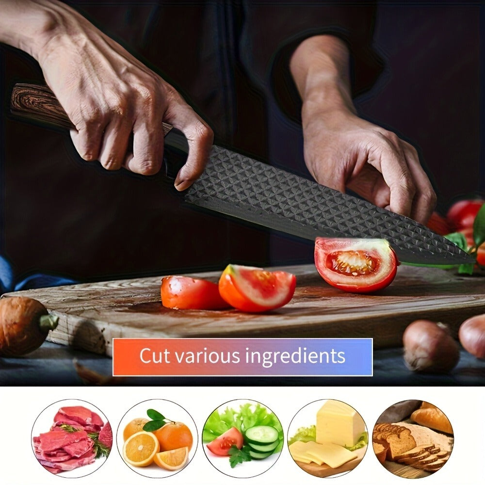 Kitchen Knife Set 6 & 7-Piece High-Carbon Stainless Steel with Ergonomic Wooden Handles ¨C Ultra-Sharp Chef's Knife, Peeler & Scissors