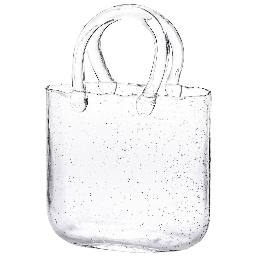 Glass Purse Vase for Flowers ¨C Handbag Shape Clear Decorative Flower Vase, Home Table Decor, Gift