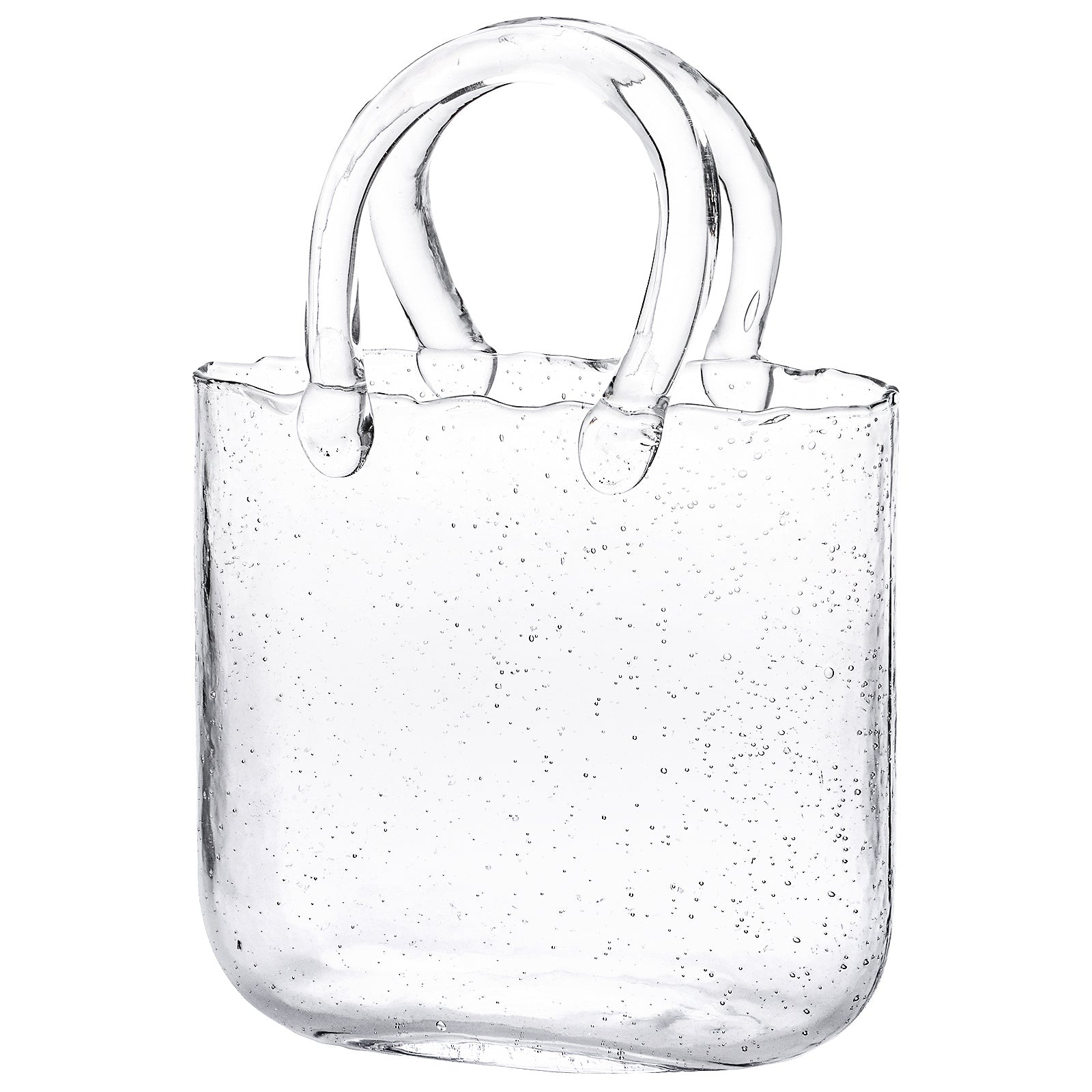 Glass Purse Vase for Flowers ¨C Handbag Shape Clear Decorative Flower Vase, Home Table Decor, Gift
