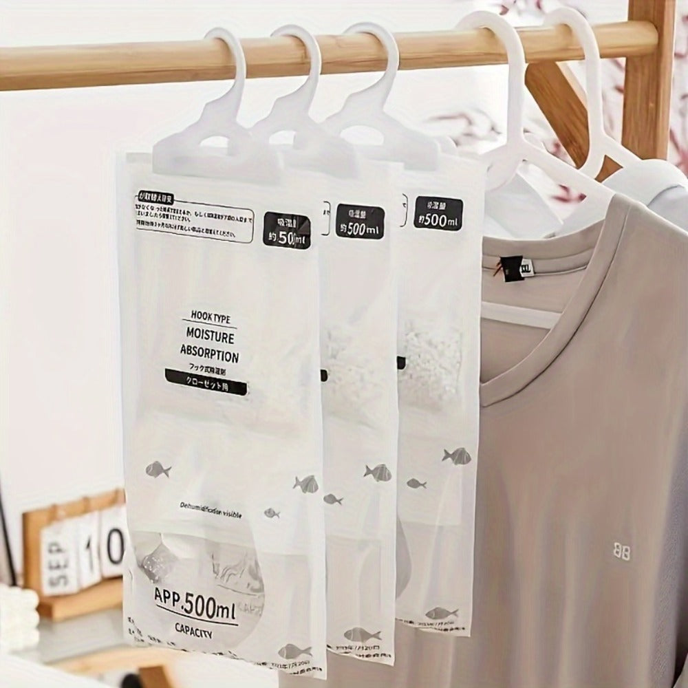Moisture Absorber Bags 20 Pack Hanging Dehumidifier Bags 90-Day Power-Free Reusable Damp Absorber with Hooks for Wardrobe Bedroom Bathroom Closet