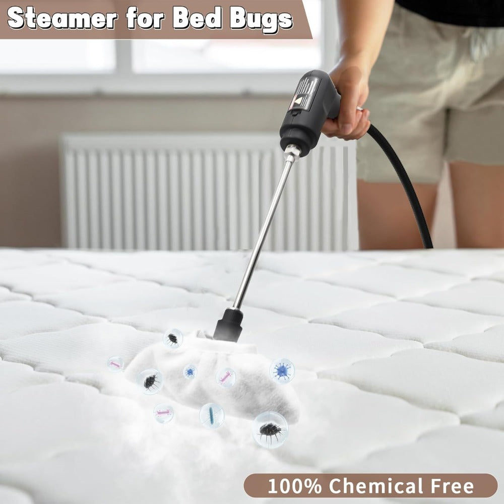 High Pressure Steam Cleaner Handheld 1.6L Large Tank 3-Level Adjustable Handle for Home Car Detailing Bed Bugs Couch Grout Furniture