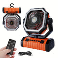 Camping Fan 20000mAh with Built-In LED Light, USB Rechargeable Portable Outdoor Fan with Sturdy Handle, Rugged Compact Design for Tent, Hiking, Fishing, Backpacking and Emergency Power Outage