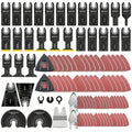 Oscillating Tool Blade Kit 98PCS Multi Tool Blades with Sanding Pads Sandpaper for Cutting Wood Plastic Metal Nails PVC Drywall Fits Most Oscillating Tool Models Universal