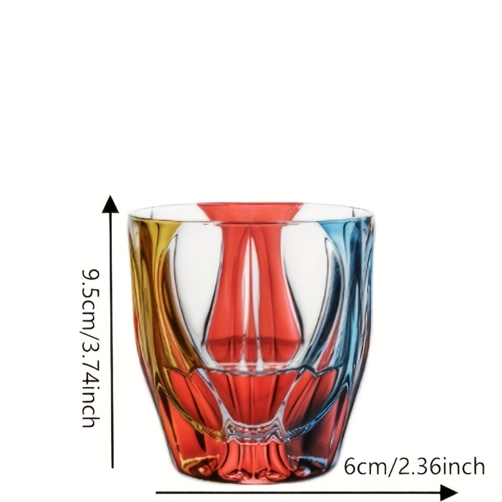 Hand-Painted Crystal Wine Glass 150ml ¨C Czech Crystal Three-Color Luxury Short Cup for Red Wine & Whiskey ¨C Artistic Decorative Glassware ¨C Stylish Home Bar & Entertaining Gift