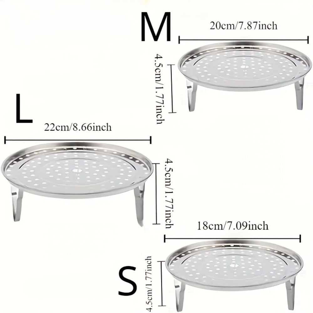 Stainless Steel Steamer Rack Set 3-Piece Multi-Layer Round Steamer Insert with Can Holder ¨C Fits Most Pots for Home Kitchen | Stackable Steam Tray Cooking Rack for Vegetables Dumplings & More
