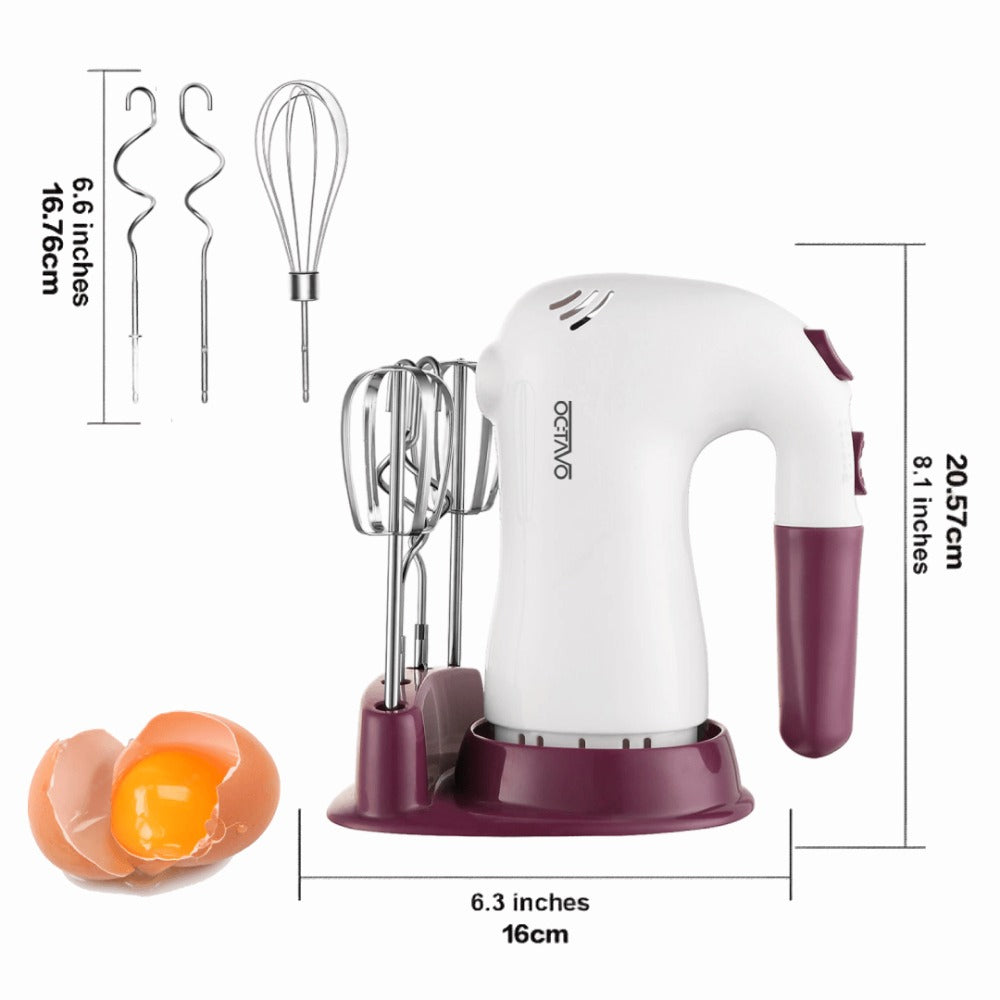Hand Mixer Electric 400W with Storage Stand & 5-Speed Turbo Boost ¨C 5 Stainless Steel Attachments for Baking Cream Cake Dough Cookie