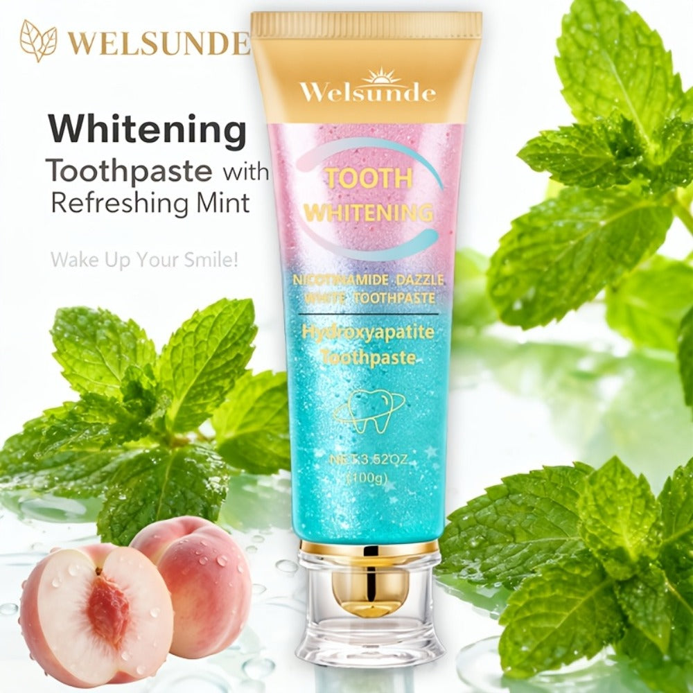 Niacinamide Toothpaste for Whitening & Deep Cleaning - Gentle Natural Care, Mint Peach Flavor, Freshens Breath, Travel-Friendly 3.52oz, Premium Daily Oral Care Toothpaste with Niacinamide
