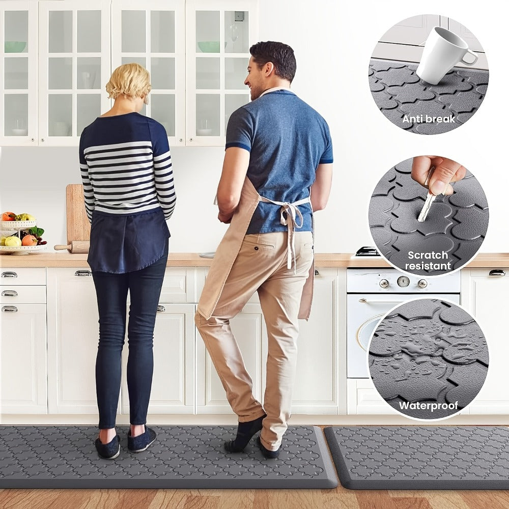Anti-Fatigue Kitchen Floor Mat ¨C Cushioned PVC Foam Non-Slip Ergonomic Standing Mat for Kitchen, Office, Sink & Laundry, 2 Sizes ¨C Gray & Black