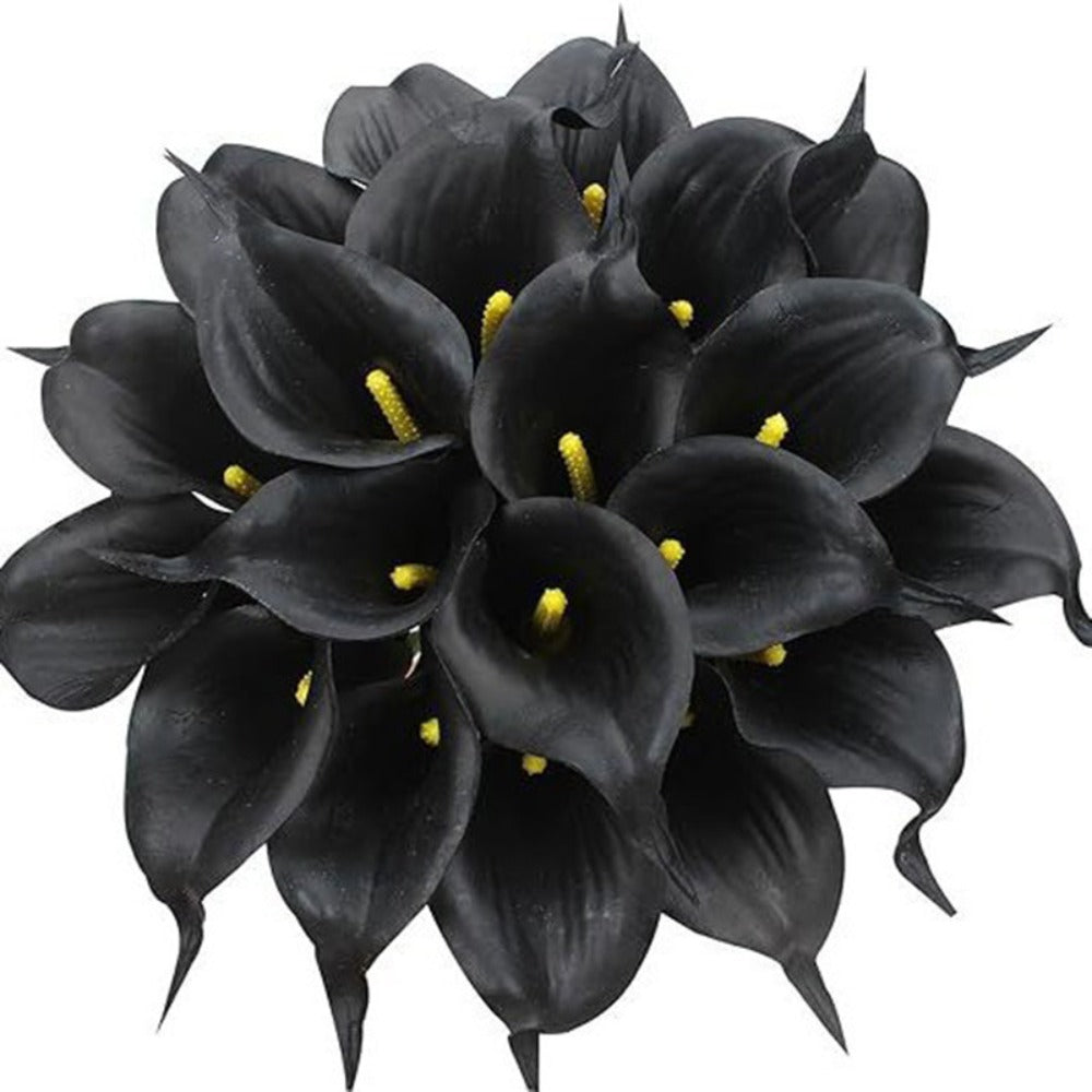 Eternal Lotus Flower Bouquet 20pcs ¨C Horseshoe Lotus Artificial Flowers for Wedding Decoration, Home Floral Arrangements, Outdoor & Festival Decor ¨C White, Black, Red & Orange (No Vase)