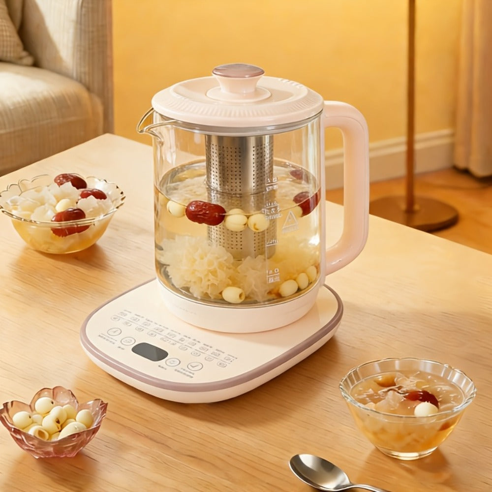 Electric Glass Kettle 1.8L with 18 Functions Removable Filter Multi-Functional Health Pot US Plug Thickened Borosilicate Glass