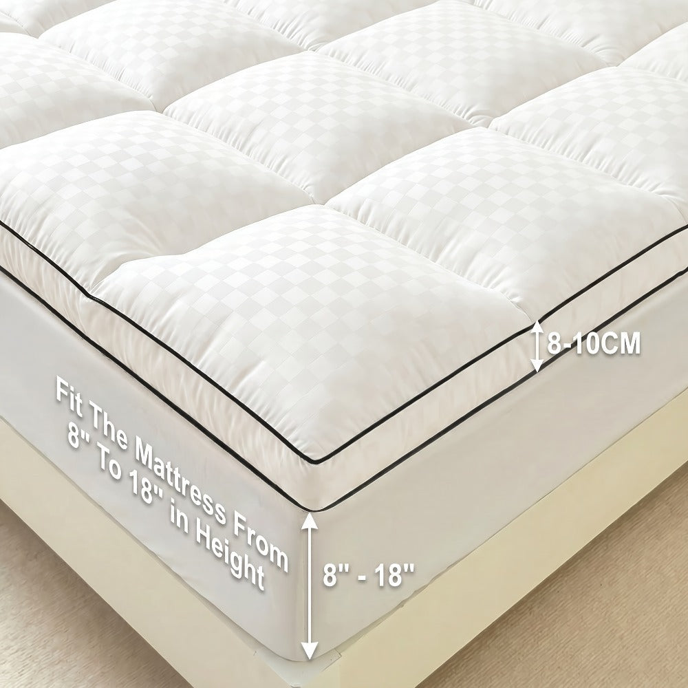 Mattress Topper Pillow Top Quilted Fitted Mattress Protector Cover Deep Pocket Cooling 1000GSM Twin Full Queen King