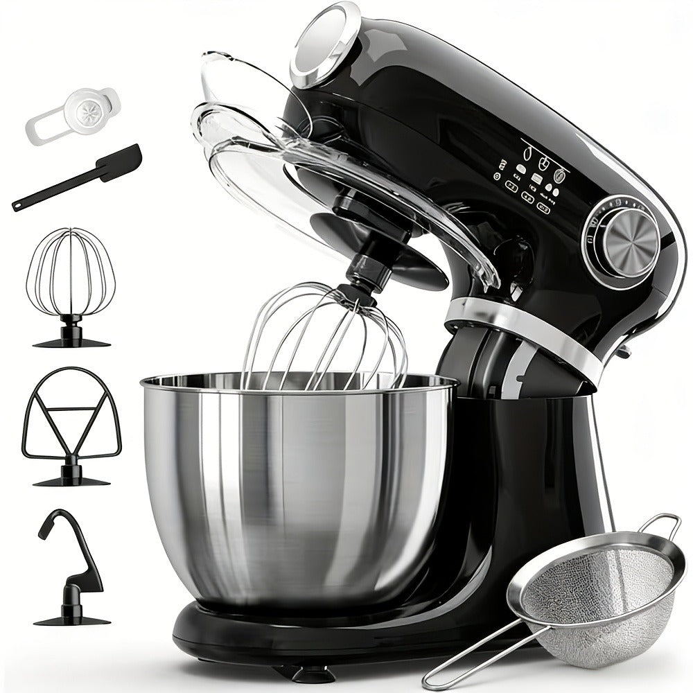 Bowl-Lift Stand Mixer 5.5 Qt 4-in-1 Electric Vertical Mixer 350W 12-Speed with Pulse Stainless Steel Bowl Dough Hook Whisk Mixing Paddle for Cake Bread Dough Black Red