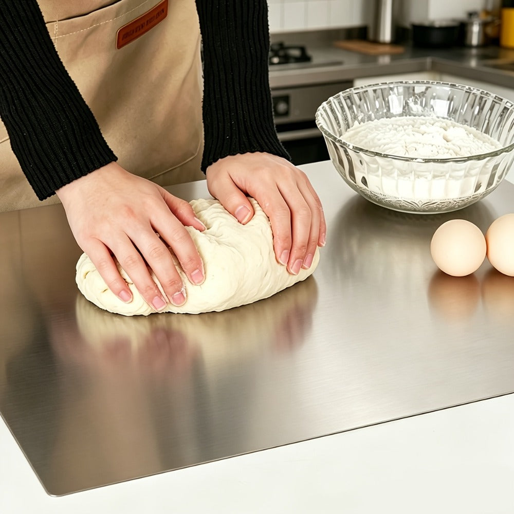 Stainless Steel Cutting Board & Rolling Pastry Board ¨C Non-Slip Kitchen Prep Mat with Butcher Block Surface
