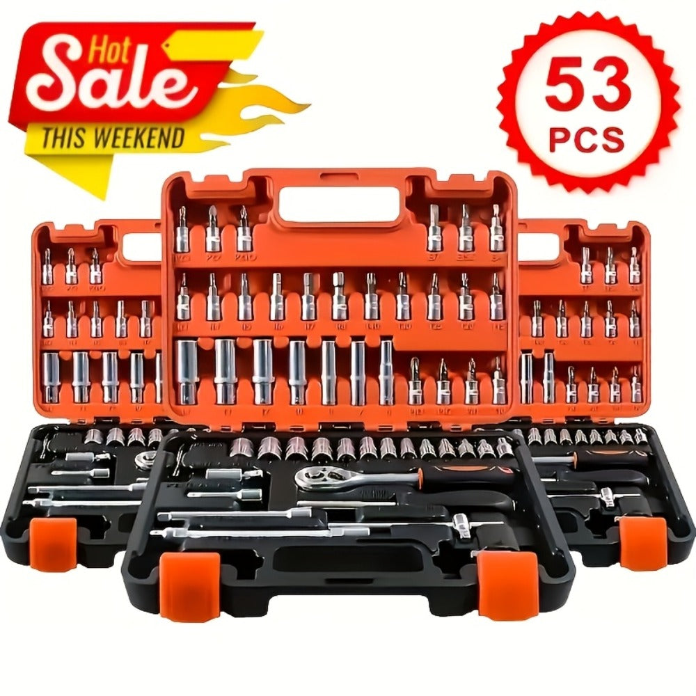 Ratchet Socket Wrench Set with Handle ¨C 50/53/96/123/218/999PCS | 3/8¡± Drive CR-V Steel | Metric & Imperial Sizes | Car Maintenance, Boat & Home Repair Tool Kit for Mechanics