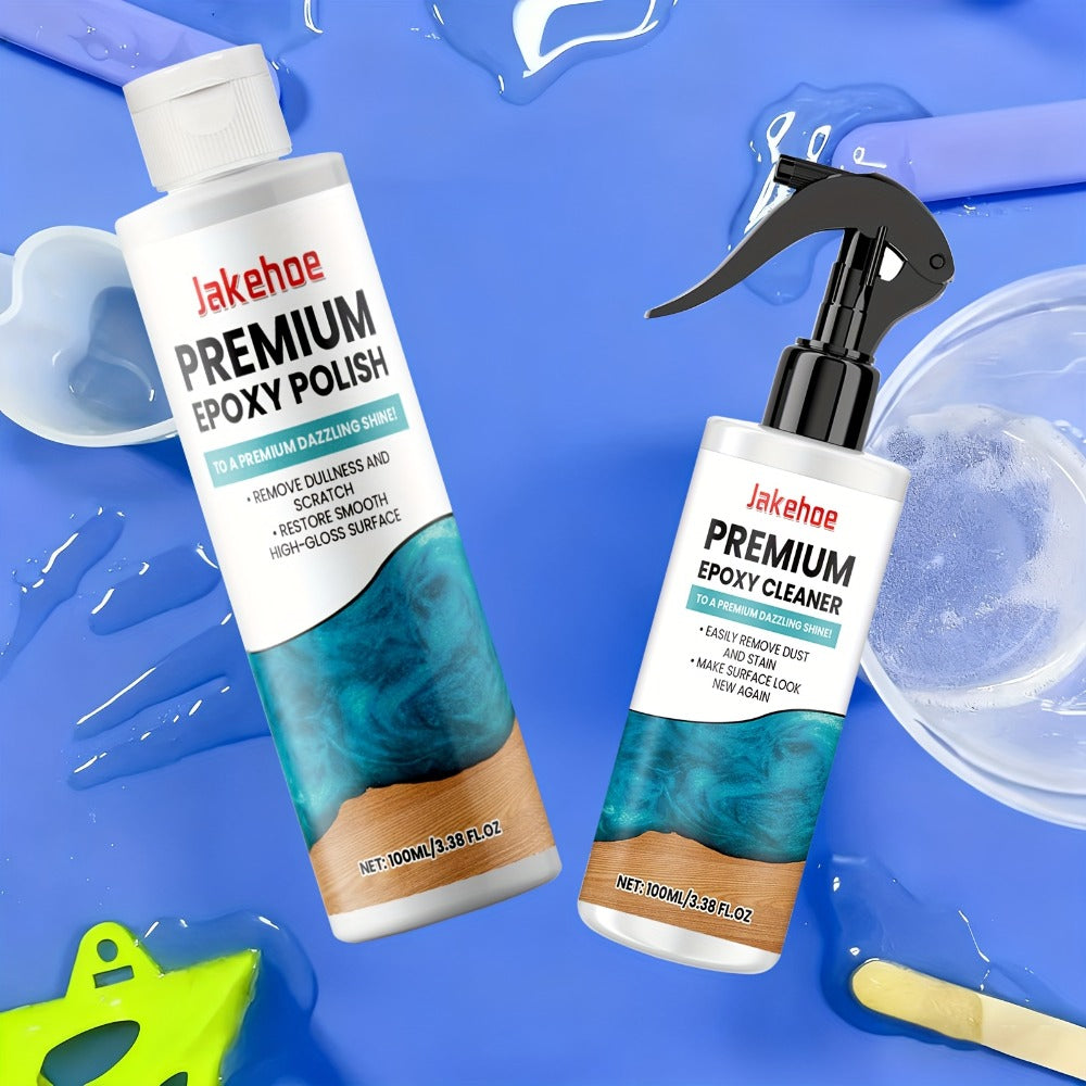 Epoxy Resin Polish & Cleaner 2pcs - Scratch Remover, High Gloss Restorer for Epoxy Surfaces