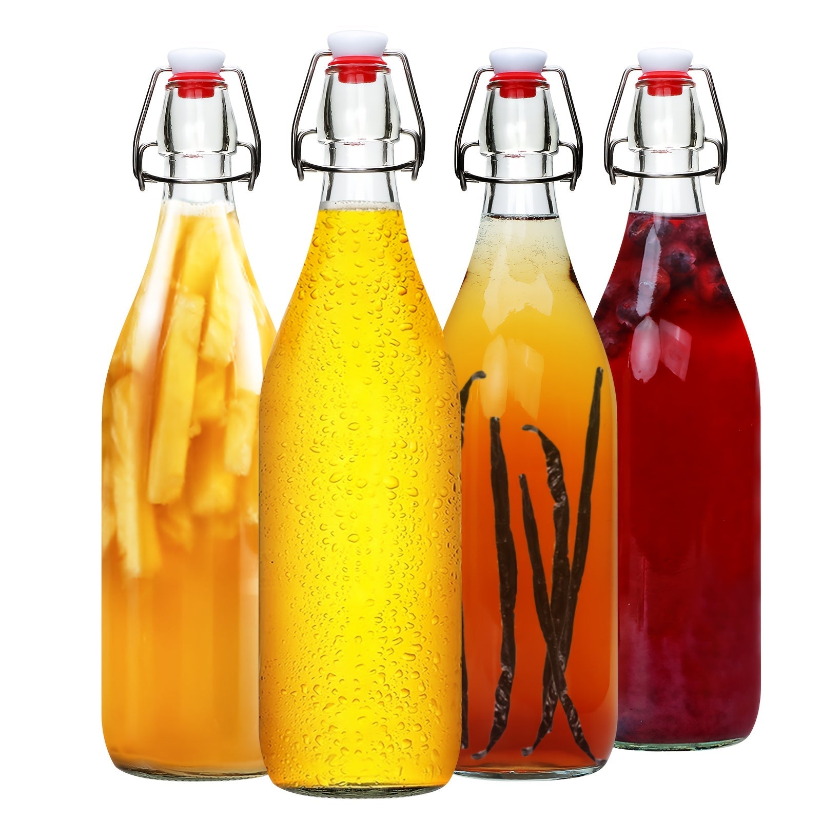 Swing Top Glass Bottles 32oz with Airtight Stopper - Flip Top Brewing Bottles for Kombucha Beer Beverages Oil Vinegar Water Soda - Set of 4 6 8 12 Reusable Glass Bottles with Swing Lid