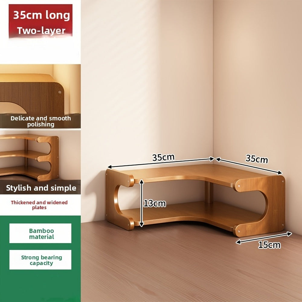 Corner Shelf Organizer 2 3 Tier Space Saving Desk Corner Rack for Home Office Bedroom Living Room, Sturdy Countertop Display Shelf for Plants Books Stationery Decor, Modern Minimalist Design